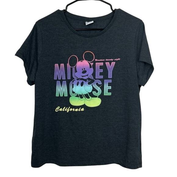 Disney Mickey Mouse Graphic T-Shirt Charcoal Gray Girls Large 14 - Picture 1 of 5